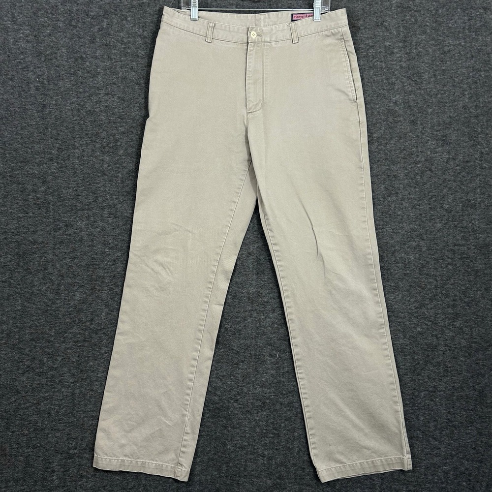 Vineyard Vines Men's 34x32 Club Pant Light Khaki Stretch Chino Flat Front Cotton